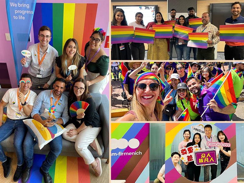Collage of people with rainbow flags (photo)
