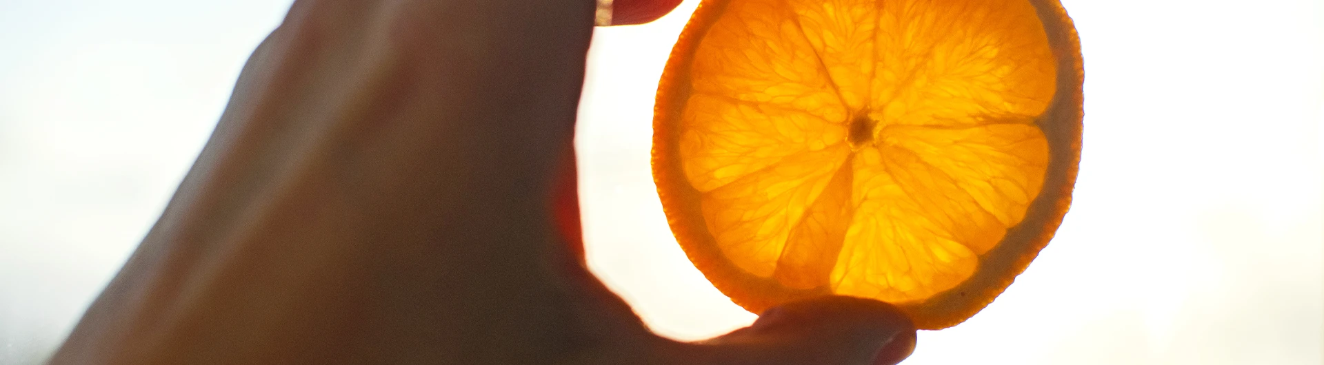 A slice of orange held against the sun (photo)