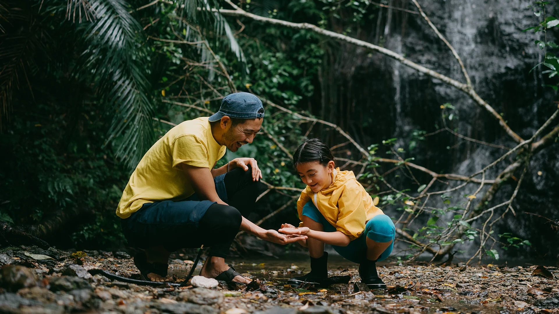 Father and son in the woods (photo)